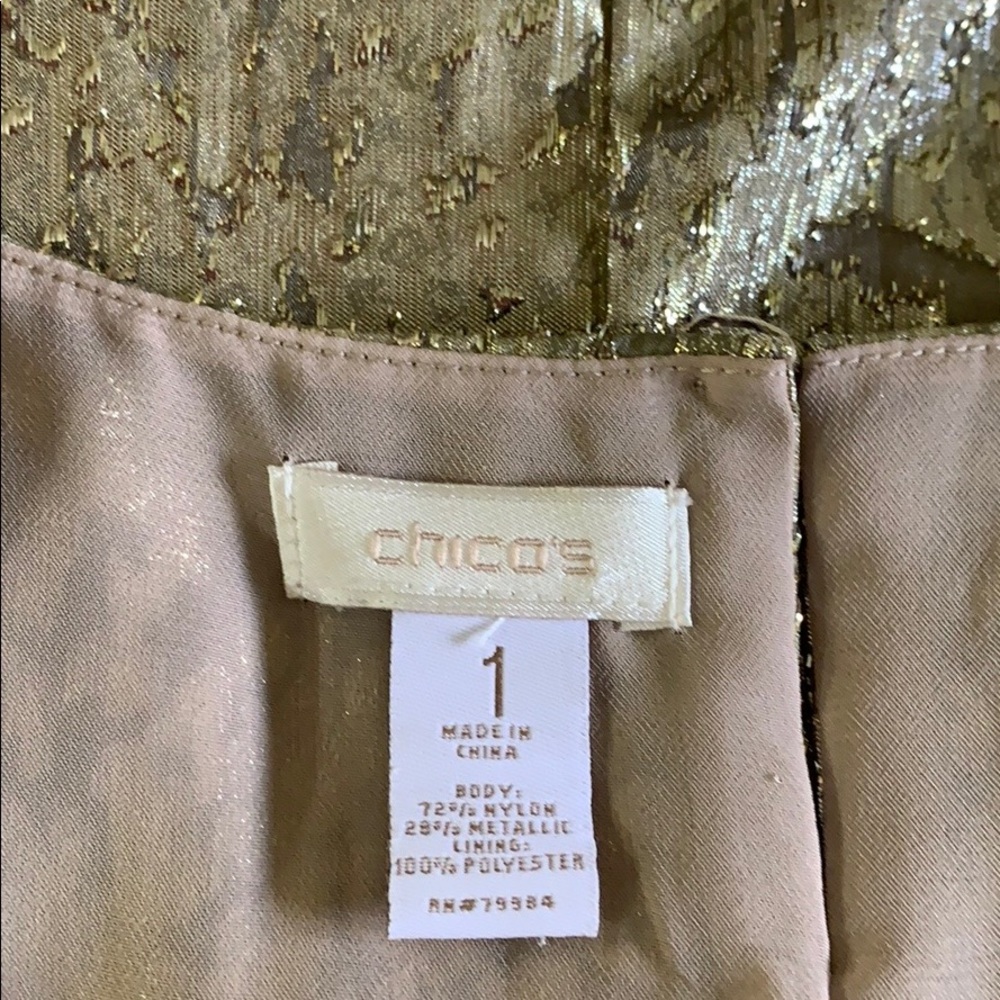 Chicos gold textured sleeveless shirt size 1 - Picture 5 of 6